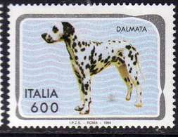 ITALIA REPUBBLICA ITALY REPUBLIC 1994 ANIMALI DOMESTICI PETS I CANI DOGS DALMATA LIRE 600 MNH - 1991-00:  Nuovi