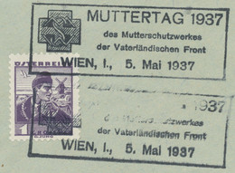 ÖSTERREICH SONDERSTEMPEL 1937 „MUTTERTAG 1937 WIEN I, 5. Mai 1937“ - Maschinenstempel (EMA)