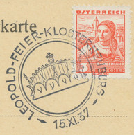 ÖSTERREICH SONDERSTEMPEL 1937 „LEOPOLD-FEIER-KLOSTERNEUBURG 15.XI.37“ - Máquinas Franqueo (EMA)