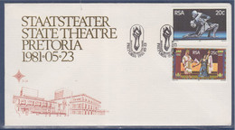 Théâtre D'État De Prétoria Afrique Du Sud Prétoria 23.05.81 Bristol Explicatif 2 Timbres Acteurs En Scènes - Briefe U. Dokumente