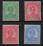 MALAYA - PAHANG 1937 - 1941 3c, 6c, 8c, 15c SG 31a, 34, 36, 39 MOUNTED MINT Cat £140 - Pahang