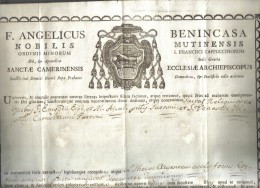 ANGELICUS BENINCASA  NOBILIS MUTINENSIS CAMERNENSISI ECCLESIAE ARCHIEPISCOPUS 1808 COD Doc.121 - Décrets & Lois