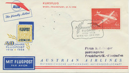 ÖSTERREICH 1958 Kab.-Jubiläums-Sonderflug 40 Jahre AUA Flugpost WIEN - FRANKFURT - Eerste Vluchten