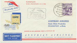 ÖSTERREICH AUA SONDERFLUG 40 Jahre Flugpost 1958 WIEN – FRANKFURT Stempel-Nr. 2 - Primeros Vuelos