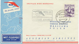 ÖSTERREICH AUA ERSTFLUG 1958 WIEN – WARSCHAU (Stempel-Nr. 1) K1 WIEN / FLUGHAFEN - Erst- U. Sonderflugbriefe