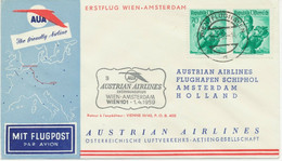 ÖSTERREICH AUA ERSTFLUG 1959 WIEN – AMSTERDAM (Stempel-Nr. 3) K1 WIEN/FLUGHAFEN - Primeros Vuelos