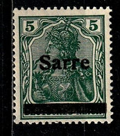 SARRE 4* 5p Vert Timbre D'Allemagne 1905/1916 Avec Surcharge - Ungebraucht