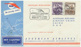 ÖSTERREICH AUA ERSTFLUG 1959 WIEN – KAIRO, Ägypten (Stempel-Nr. 1), AUA SST - First Flight Covers