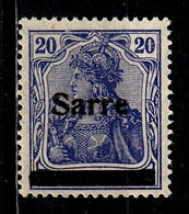 SARRE 8* 20p Bleu-violet Timbre D'Allemagne 1905/1916 Avec Surcharge - Ungebraucht
