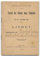 ST LAURENT DE CERDANS - TRAVAIL DES ENFANTS DANS L INDUSTRIE - ROURA JACQUES NE A BEUDA (ESPAGNE) 1915 - LIVRET LOI 1892 - Documenti Storici