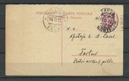 Estland Estonia 1922 Domestic Post Card (Antwortteil) O Tartu Michel 35 A As Single (Also Cancel Halliste) - Estonia