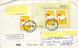 62210 South Korea, Circuled Cover 2005 To Italy With Postage Stamps For New Year's Greetings - Korea (Süd-)