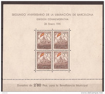 ESBCN29CF-L3684TEURESPHOJ.España .Spain.Espagne.LIBERACION   DE BARCELONA.1941.(Ed 29*) Con Charnela .MAGNIFICA - Blocks & Sheetlets & Panes