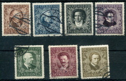 AUSTRIA 1922 Musicians' Fund Set Perforated 12½ Postally Used.  Michel 418-24A. - Unused Stamps