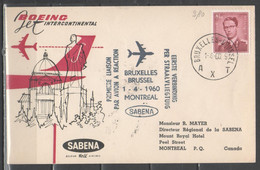 Belgio 1960 - Primo Volo Boeing Jet Sabena Bruxelles-Montreal            (g7324) - Cartas & Documentos