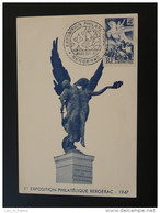 Carte Maximum Maximum Card Monument Aux Morts De Bergerac Libération 1947 - WW2