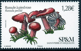 St Pierre Et Miquelon 2021 - Champignons, Russule A Pied Rose - 1 Val Neuf // Mnh - Nuevos