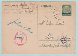 Reich, S.S., Deutsche Reich, S.S., Obertcommando Der Wehrmacht Remich Naar Liège - Postwaardestukken