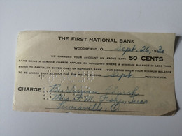 CHEQUE / CHECK : FIRST NATIONAL BANK WOODSFIELD - Sonstige – Amerika