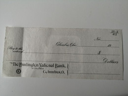 CHEQUE / CHECK : THE HUNTINGTON NATIONAL BANK OF COLUMBUS 19.. - Andere - Amerika