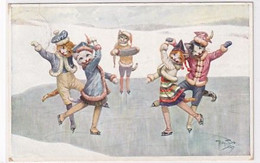 Beim Schlittschuhlaufen - Signiert - 1919         (210214) - Other Illustrators