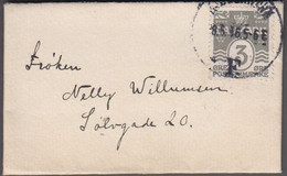 1916. Numeral. 3 Øre Grey. Perf. 14x14½ KJØBENHAVN 18.6.16 On Very Small Envelope.  (Michel 79a) - JF414816 - Cartas & Documentos