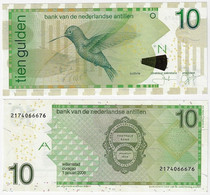 Banknote Netherlands Antilles 10 Gulden 2006 Pick-28d Hummingbird Bird Fauna Animal Uncirculated (catalog US$37,50) - Other - America