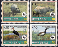 Nepal 2000 WWF Stork Rhinoceros Rhino Birds Animals Conservation Endangered MNH - Sin Clasificación