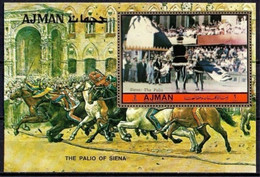 Ajman 1972 The Palio Of Siena Paintings Horses Racing Middle Ages Competition NH - Sin Clasificación