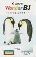 TC JAPON / 110-011 - ANIMAL OISEAU - MANCHOT EMPEREUR & Bébé ** PHOTO CANON ** - EMPEROR PENGUIN BIRD JAPAN PC - BE 5461 - Pingueinos