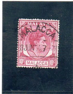 GRANDE-BRETAGNE   1949-52  Malacca  Malaisie  Y.T. N° 240 à 252  Incomplet  Oblitéré  246 - Malacca