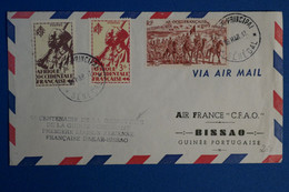 K17 AOF SENEGAL BELLE LETTRE ASSEZ RARE 1947 PREMIER VOL DAKAR POUR BISSAU GUINEE PORTUGAISE PAR  + AFFRANCH INTERESSANT - Airmail