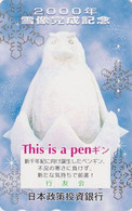 RARE TC JAPON / 110-901917 - ANIMAL  OISEAU - MANCHOT EMPEREUR SAPPORO 2000 - EMPEROR PENGUIN BIRD JAPAN Free PC -  5475 - Pinguine