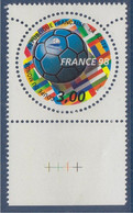 France 98 Coupe Du Monde De Football, Ballon, Timbre Rond N°3139 Neuf Bord De Feuille Avec Repère Croix Couleur - Altri & Non Classificati