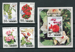 Corée Du Nord 1999 - Mi. 4155/4158 + Bl. 422 - Fleurs De Jardin MNH - Otros