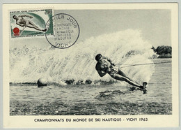 Frankreich / France 1963, Maximumkarte Championnats Du Monde De Ski Nautique Vichy - Water-skiing