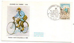 FDC --1972--Journée Du Timbre --Facteur Rural à Bicyclette ( Vélo ) -- Cachet  NICE - 06 - 1970-1979