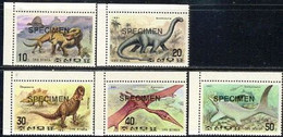 KOREA DPR (North) 1991 Prehistoric Dinosaur SPECIMEN CORNER SET:5 Stamps - Prehistorisch