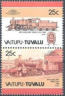 TUVALU-Vaitupu 1986 Raiways Train Locomotive Ser.II 25c Se-te. ERROR:no Blue Great Britain-related - Tuvalu