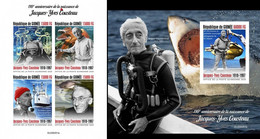 Guinea 2020, J. Cousteau, Diving, Fish, 4val In BF +BF IMPERFORATED - Duiken