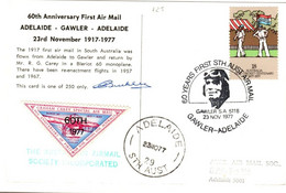 Australia PM 555 1977  Postmark Collection,60th Anniversary First Flight  Gawler To Adelaide,souvenir Cover - Bolli E Annullamenti