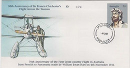 Australia 1981 70th Anniversary Of The First Cross Country Flight,souvenir Cover - Marcophilie