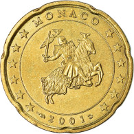 Monaco, 20 Euro Cent, 2001, SUP, Laiton, KM:171 - Monaco