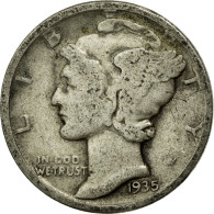 Monnaie, États-Unis, Mercury Dime, Dime, 1935, U.S. Mint, Philadelphie, TB - 1916-1945: Mercury (Mercure)