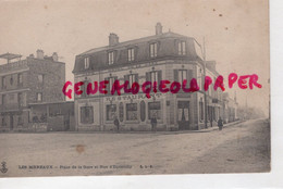 78- LES MUREAUX - PLACE DE LA GARE ET RUE D' EQUEVILLY - RESTAURANT HOTEL DE LA GARE   YVELINES - Les Mureaux