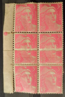 France 1945/47 Marianne De Gandon N°716 Bloc De 6 Avec Impression Sur Raccord TB Cote Maury 260€ - 1945-54 Marianne De Gandon