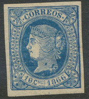 SPANISCH-WESTINDIEN 1866 Königin Isabella II Jahreszahl 1866, 10 C Blau ABART - Autres - Amérique