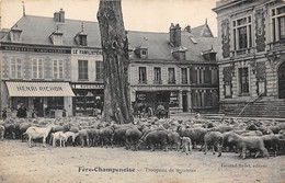 Fère-Champenoise        51          Troupeau De Moutons Sur Une Place.. Magasin Familistère        (voir Scan) - Fère-Champenoise