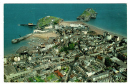 Ref 1469 - 1959 Postcard - Aerial View Tenby - Pembrokeshire - Send For 1s/6d Guide Slogan - Pembrokeshire