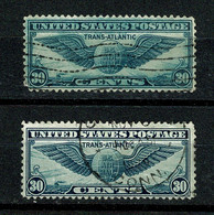 Ref 1469 - USA 1939 - 2 X Air Stamps (Different Unlisted Colour Print Error) - Used Stamps - 1a. 1918-1940 Afgestempeld